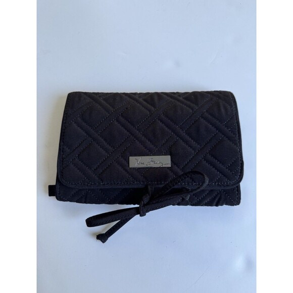 Vera Bradley All Wrapped Up Jewelry Roll Travel Case black microfiber - Picture 2 of 10